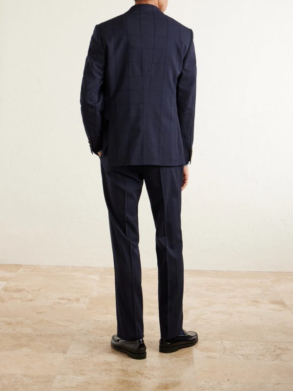 Straight-Leg Checked Wool-Blend Suit Trousers - BK