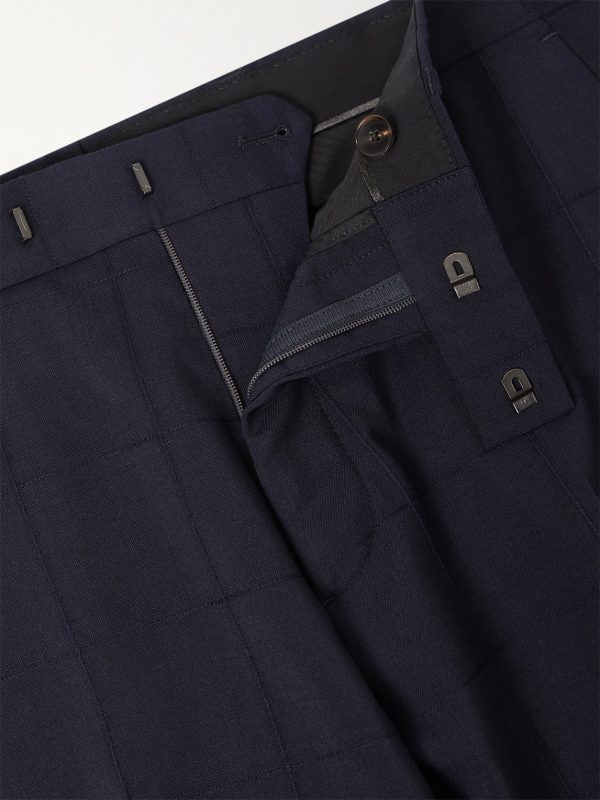 Straight-Leg Checked Wool-Blend Suit Trousers - E1