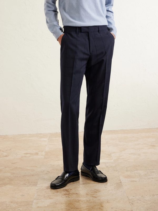 Straight-Leg Checked Wool-Blend Suit Trousers - FR
