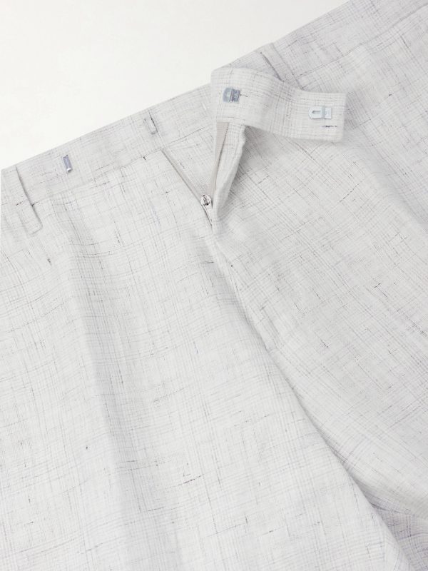 Linen Delave Check Slim Suit Trousers - E1