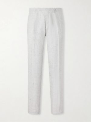 Linen Delave Check Slim Suit Trousers Linen Delave Check Slim Suit Trousers
