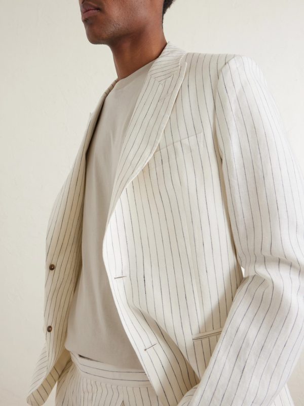 Pinstriped Linen Suit Jacket - CU Pinstriped Linen Suit Jacket - CU