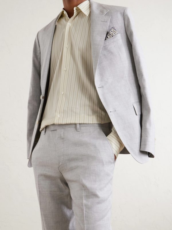 Straight-Leg Linen and Wool-Blend Suit Trousers - CU Straight-Leg Linen and Wool-Blend Suit Trousers - CU