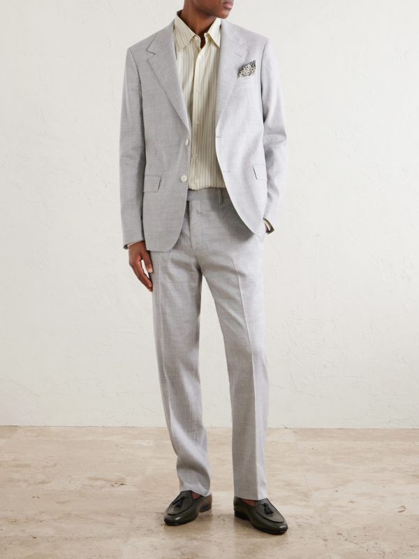 Straight-Leg Linen and Wool-Blend Suit Trousers - OU Straight-Leg Linen and Wool-Blend Suit Trousers - OU