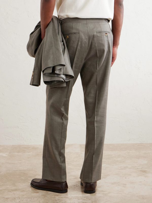 Straight-Leg Pleated Linen and Wool-Blend Suit Trousers - BK Straight-Leg Pleated Linen and Wool-Blend Suit Trousers - BK