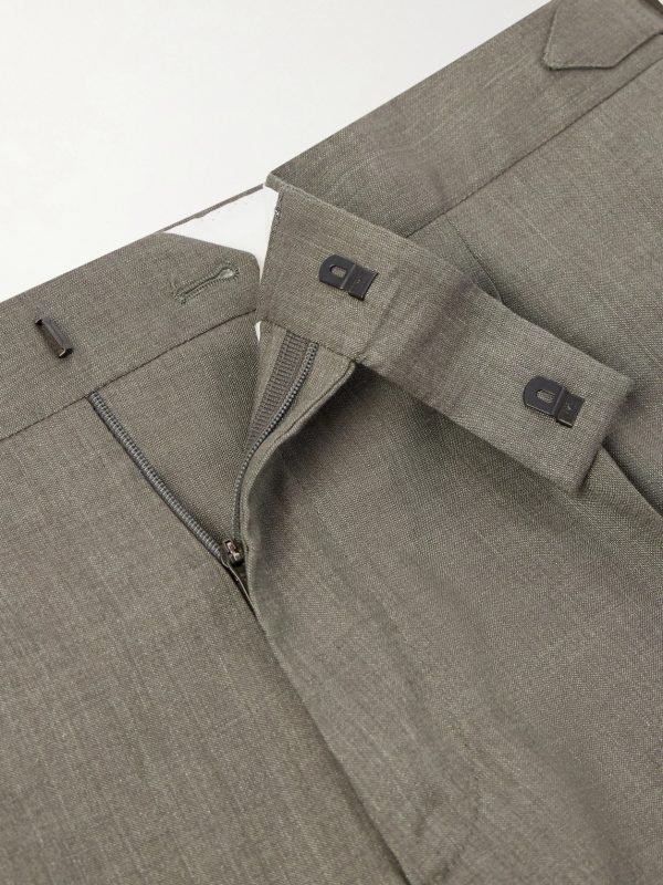 Straight-Leg Pleated Linen and Wool-Blend Suit Trousers - E1 Straight-Leg Pleated Linen and Wool-Blend Suit Trousers - E1