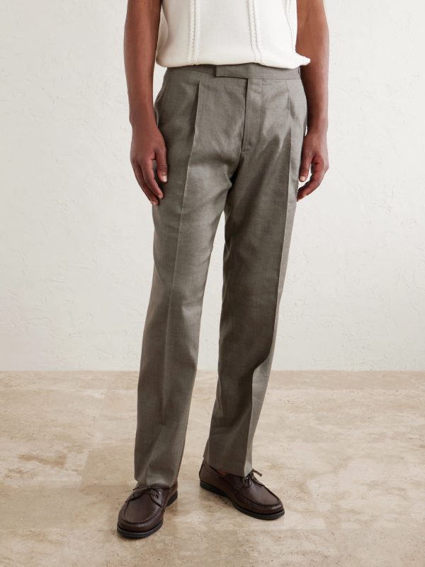 Straight-Leg Pleated Linen and Wool-Blend Suit Trousers - FR Straight-Leg Pleated Linen and Wool-Blend Suit Trousers - FR