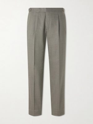 Straight-Leg Pleated Linen and Wool-Blend Suit Trousers Straight-Leg Pleated Linen and Wool-Blend Suit Trousers