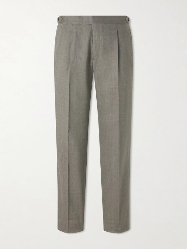 Straight-Leg Pleated Linen and Wool-Blend Suit Trousers Straight-Leg Pleated Linen and Wool-Blend Suit Trousers