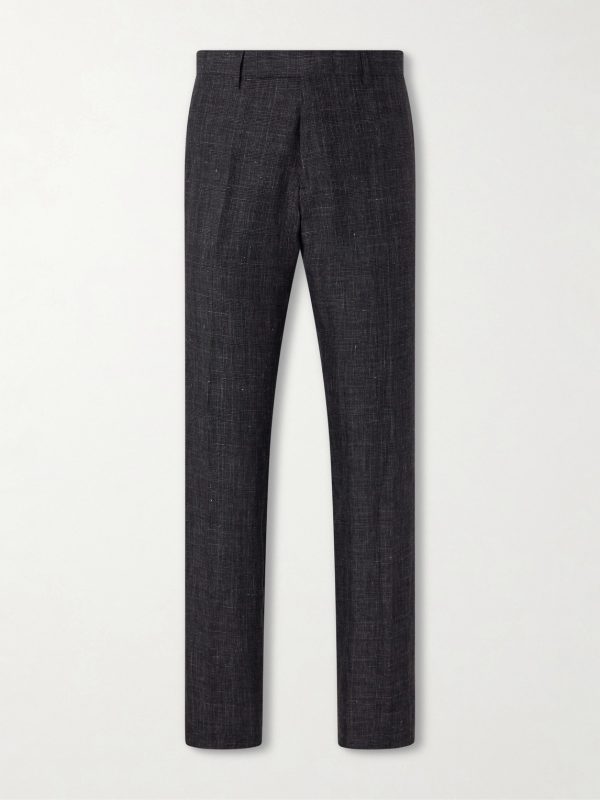 Linen Delave Check Slim Suit Trousers