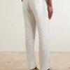 Tapered Pleated Pinstriped Linen Suit Trousers - BK Tapered Pleated Pinstriped Linen Suit Trousers - BK