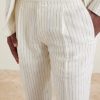 Tapered Pleated Pinstriped Linen Suit Trousers - CU Tapered Pleated Pinstriped Linen Suit Trousers - CU