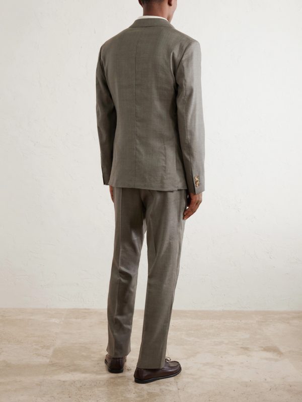 Double-Breasted Wool and Linen-Blend Suit Jacket - BK Double-Breasted Wool and Linen-Blend Suit Jacket - BK
