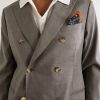 Double-Breasted Wool and Linen-Blend Suit Jacket - E2 Double-Breasted Wool and Linen-Blend Suit Jacket - E2