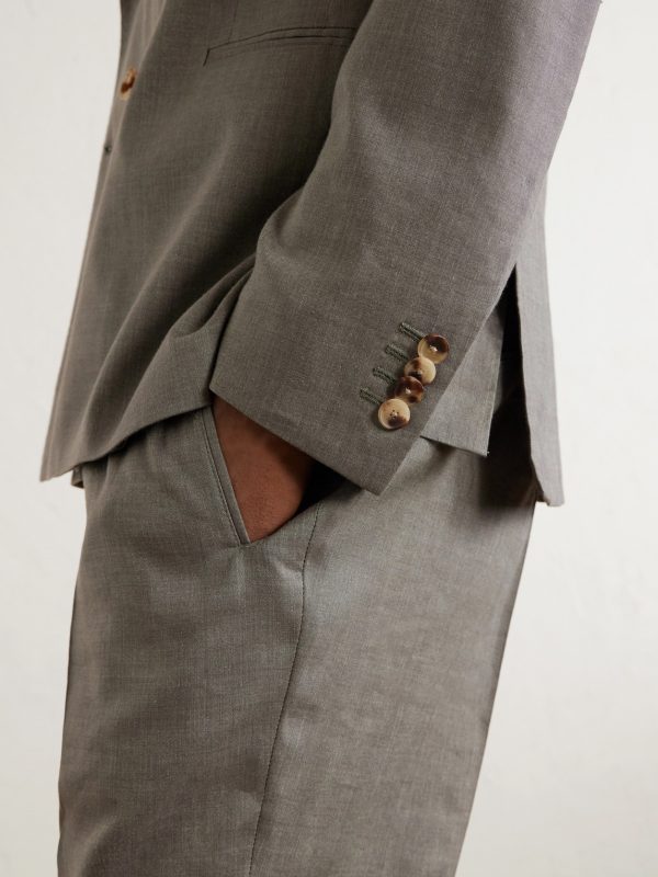 Double-Breasted Wool and Linen-Blend Suit Jacket - E3 Double-Breasted Wool and Linen-Blend Suit Jacket - E3