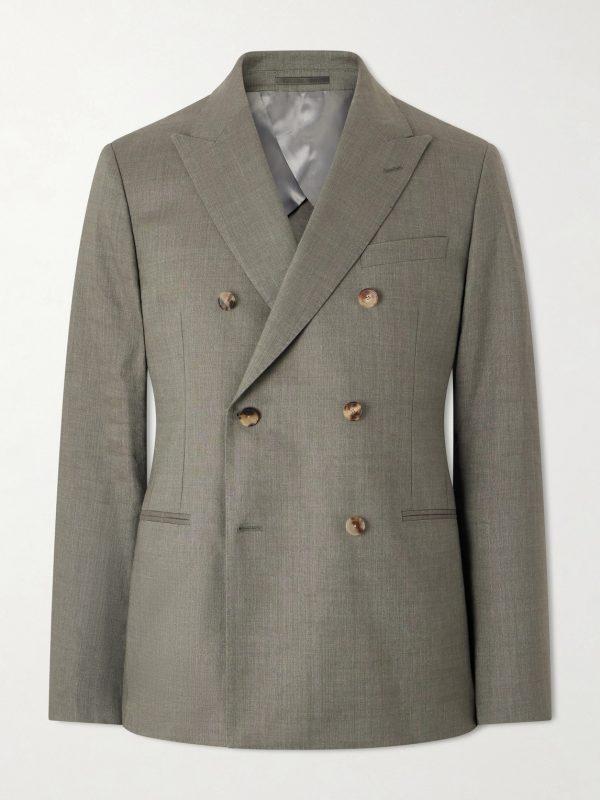 Double-Breasted Wool and Linen-Blend Suit Jacket Double-Breasted Wool and Linen-Blend Suit Jacket