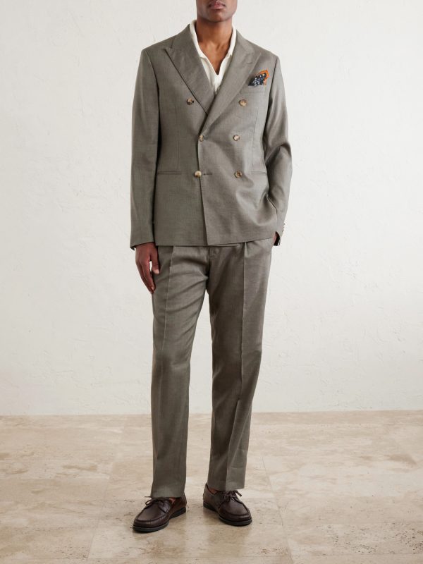 Double-Breasted Wool and Linen-Blend Suit Jacket - OU Double-Breasted Wool and Linen-Blend Suit Jacket - OU