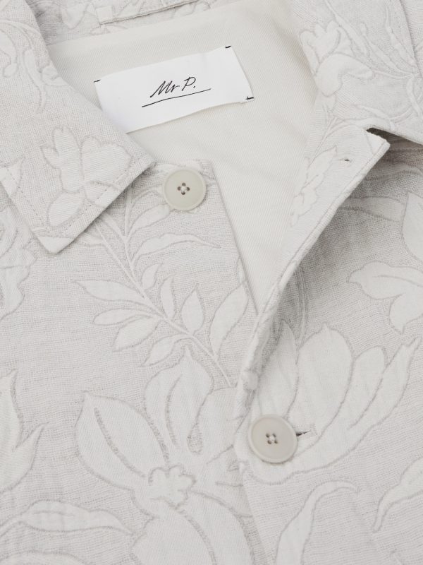 Cotton and Linen-Blend Jacquard Blouson Jacket - CU