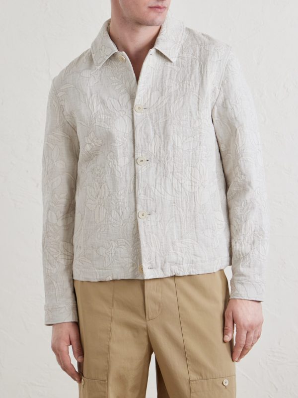 Cotton and Linen-Blend Jacquard Blouson Jacket - FR