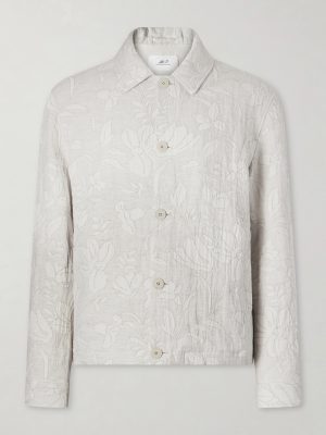 Cotton and Linen-Blend Jacquard Blouson Jacket Cotton and Linen-Blend Jacquard Blouson Jacket