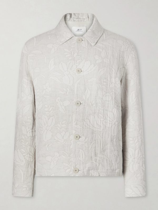 Cotton and Linen-Blend Jacquard Blouson Jacket