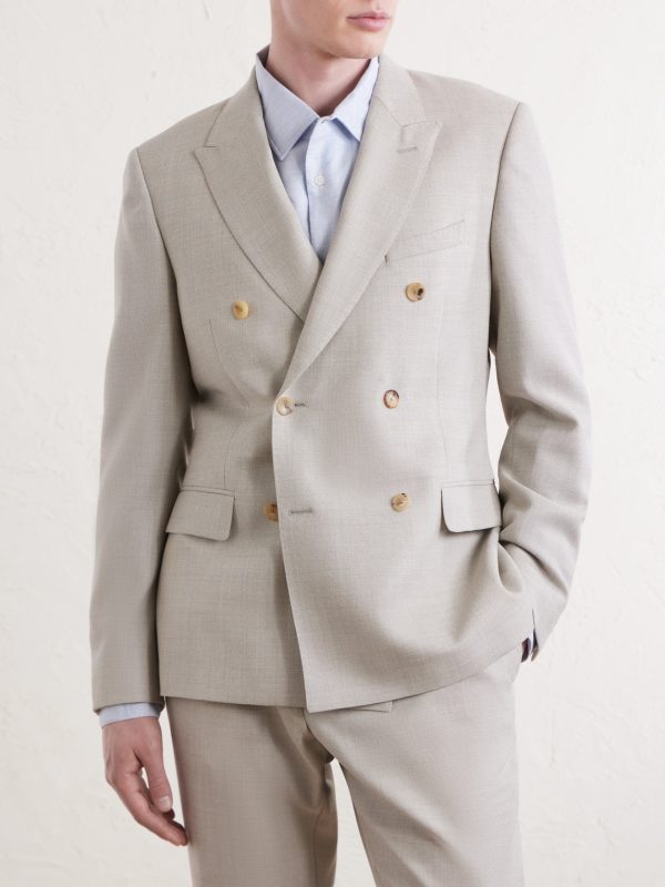 Double-Breasted Wool-Hopsack Suit Jacket - FR