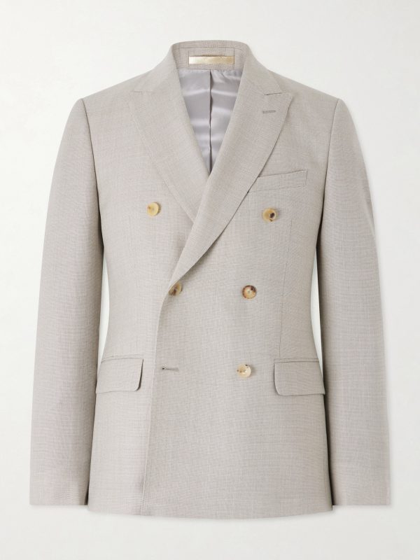 Double-Breasted Wool-Hopsack Suit Jacket