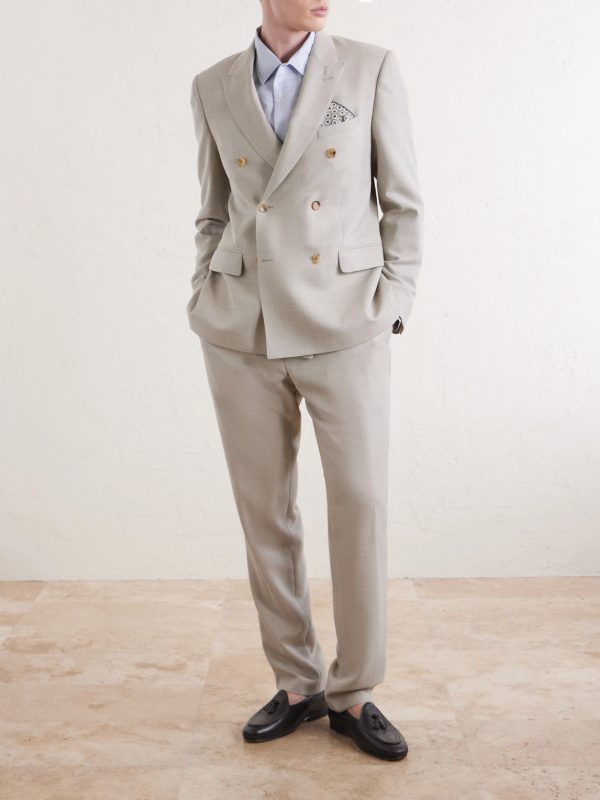 Double-Breasted Wool-Hopsack Suit Jacket - OU