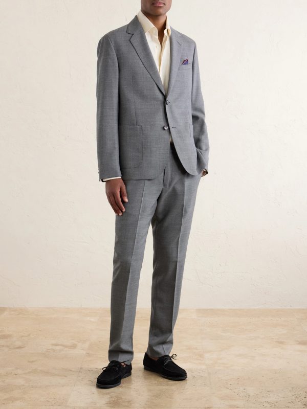 Slim-Fit Wool-Hopsack Suit Trousers - OU Slim-Fit Wool-Hopsack Suit Trousers - OU