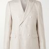Double-Breasted Houndstooth Linen Suit Jacket Double-Breasted Houndstooth Linen Suit Jacket