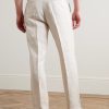 Straight-Leg Houndstooth Linen Trousers - BK