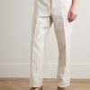 Straight-Leg Houndstooth Linen Trousers - FR