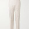 Straight-Leg Houndstooth Linen Trousers