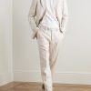 Straight-Leg Houndstooth Linen Trousers - OU