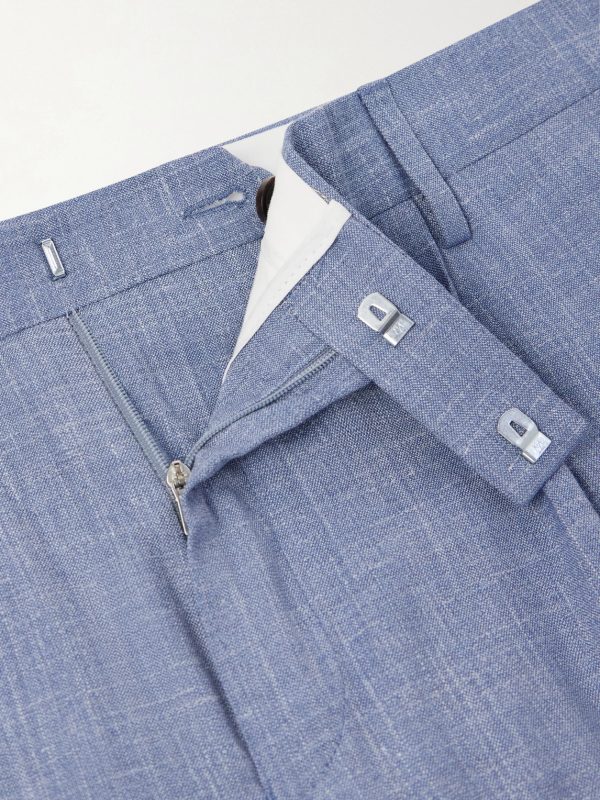 Straight-Leg Pleated Wool, Silk and Linen-Blend Suit Trousers - E1 Straight-Leg Pleated Wool, Silk and Linen-Blend Suit Trousers - E1