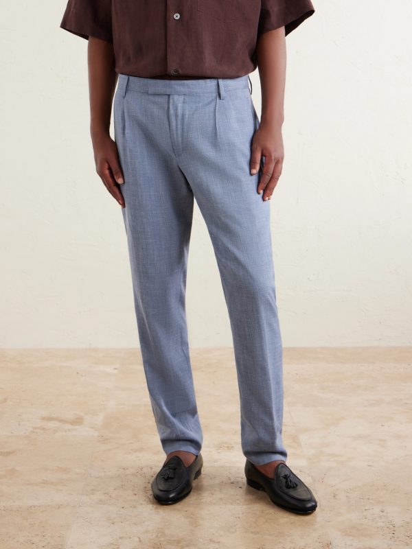 Straight-Leg Pleated Wool, Silk and Linen-Blend Suit Trousers - FR Straight-Leg Pleated Wool, Silk and Linen-Blend Suit Trousers - FR