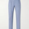 Straight-Leg Pleated Wool, Silk and Linen-Blend Suit Trousers Straight-Leg Pleated Wool, Silk and Linen-Blend Suit Trousers
