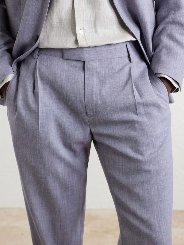 Straight-Leg Pleated Wool, Silk and Linen-Blend Suit Trousers - CU