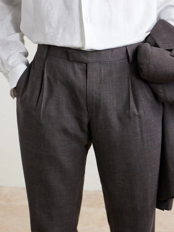 Straight-Leg Pleated Wool, Silk and Linen-Blend Suit Trousers - CU Straight-Leg Pleated Wool, Silk and Linen-Blend Suit Trousers - CU