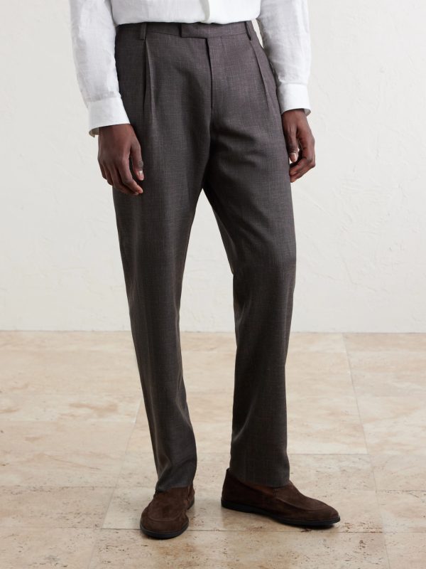 Straight-Leg Pleated Wool, Silk and Linen-Blend Suit Trousers - FR Straight-Leg Pleated Wool, Silk and Linen-Blend Suit Trousers - FR