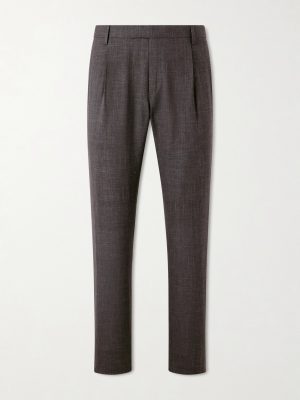 Straight-Leg Pleated Wool, Silk and Linen-Blend Suit Trousers Straight-Leg Pleated Wool, Silk and Linen-Blend Suit Trousers