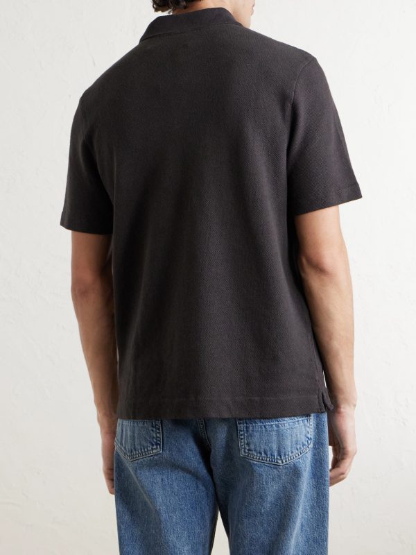 Organic Cotton and Linen-Blend Piqué Polo Shirt - BK