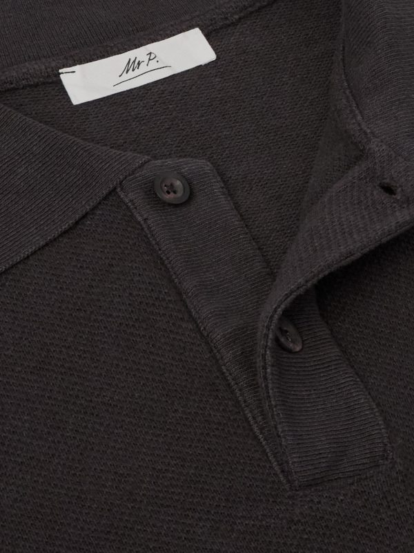 Organic Cotton and Linen-Blend Piqué Polo Shirt - E1