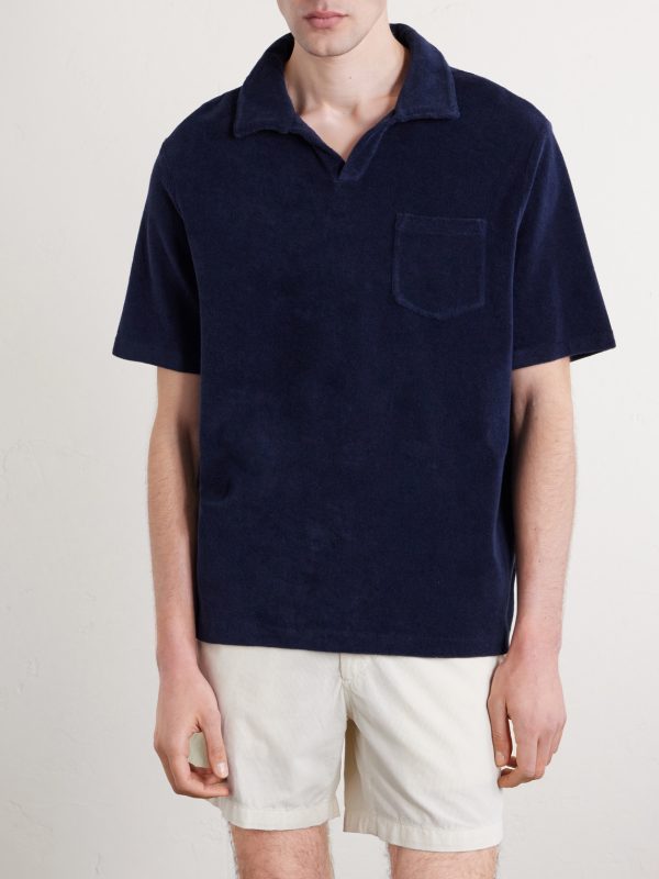 Cotton and Silk-Blend Terry Polo Shirt - FR Cotton and Silk-Blend Terry Polo Shirt - FR