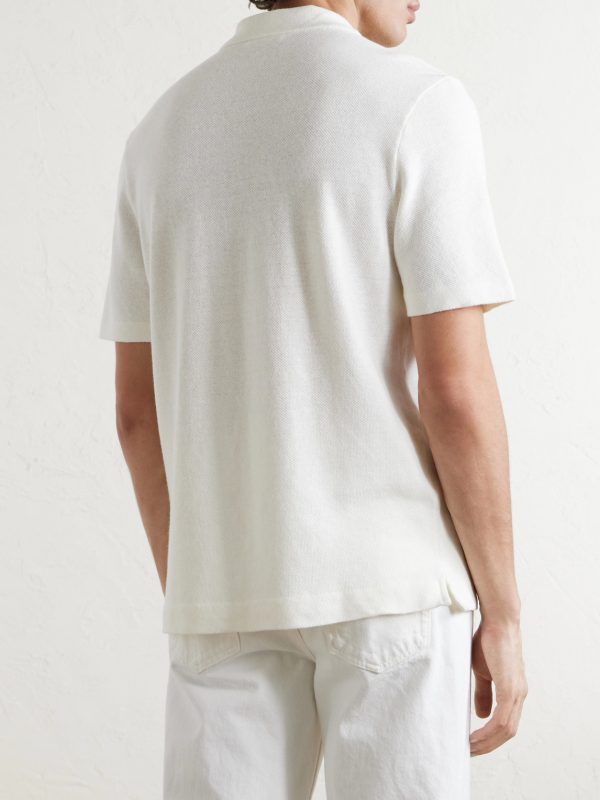 Organic Cotton and Linen-Blend Piqué Polo Shirt - BK