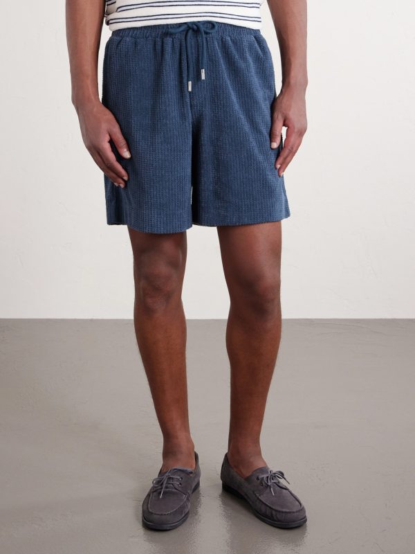Straight-Leg Waffle-Knit Cotton-Terry Shorts - FR Straight-Leg Waffle-Knit Cotton-Terry Shorts - FR
