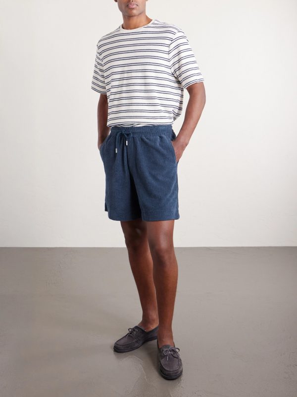 Straight-Leg Waffle-Knit Cotton-Terry Shorts - OU Straight-Leg Waffle-Knit Cotton-Terry Shorts - OU