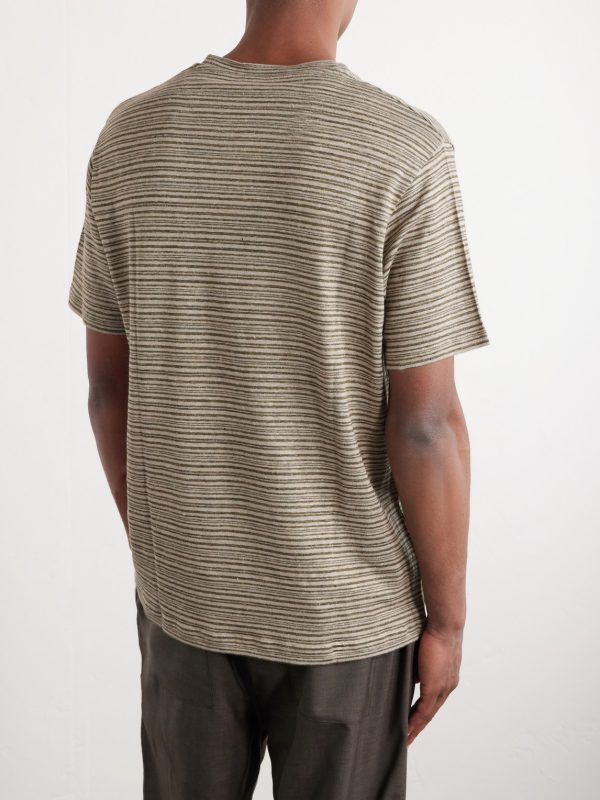 Knitted Striped Linen T-Shirt - BK Knitted Striped Linen T-Shirt - BK