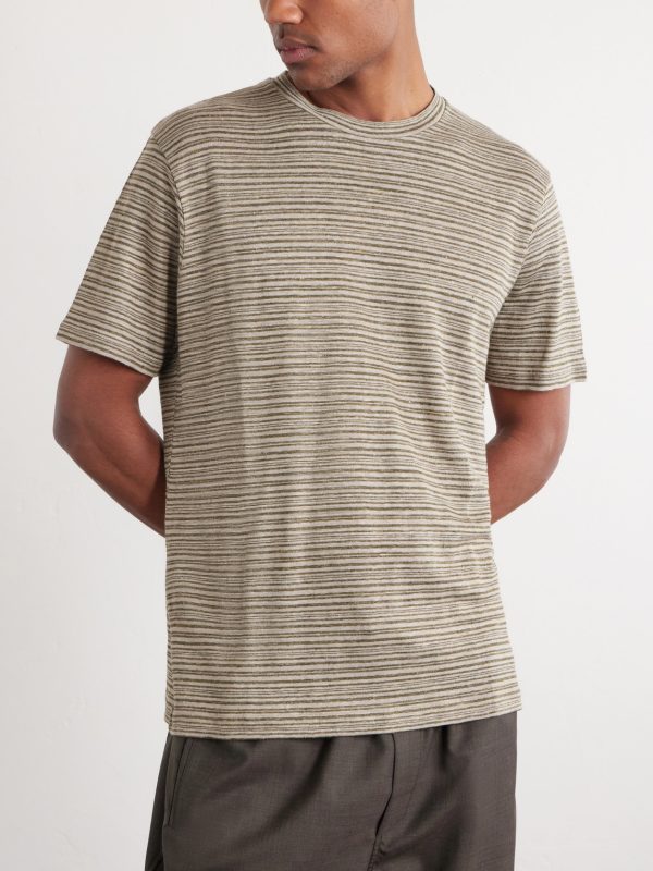 Knitted Striped Linen T-Shirt - FR Knitted Striped Linen T-Shirt - FR