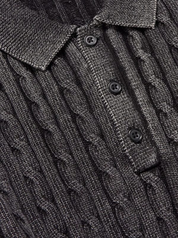 Cable-Knit Cotton Polo Shirt - CU